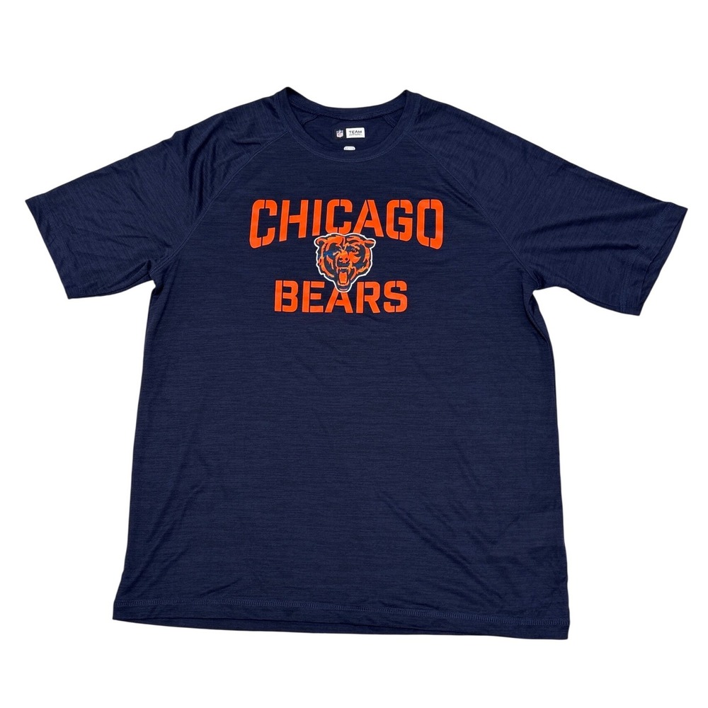 NFL Team Apparel Chicago Bears Mens Large Navy Blue Performance Graphic T-Shirt
